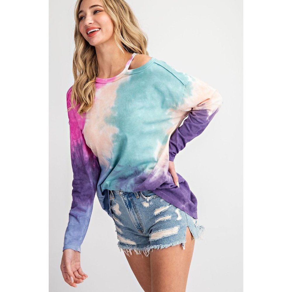143 Story Shoulder Cut Out Tie Dye Top - Picture 4 of 5